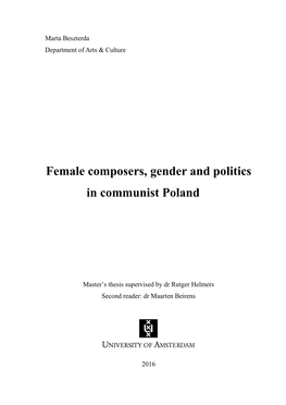 Female Composers, Gender and Politics in Communist Poland