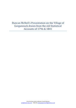 Duncan Mcneil's Presentation on the Village of Gargunnock Drawn From