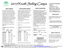2019 Sailing & Boating Camp Flyer