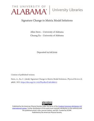 Signature Change in Matrix Model Solutions