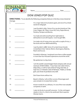 Dow Jones Quiz