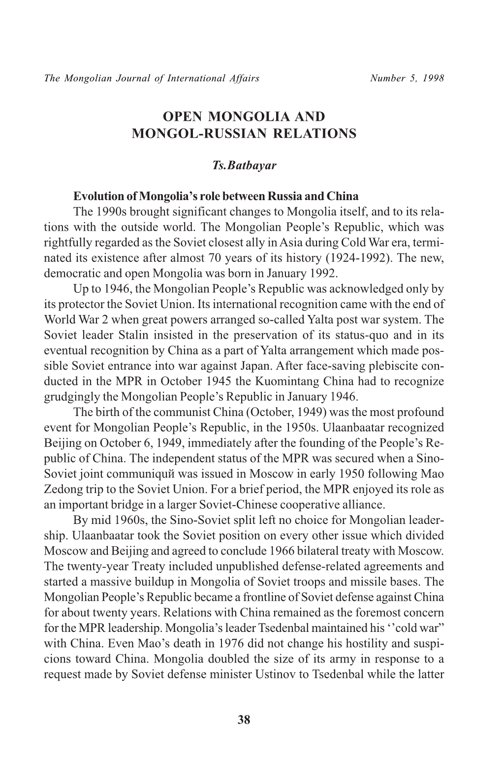 Open Mongolia and Mongol-Russian Relations