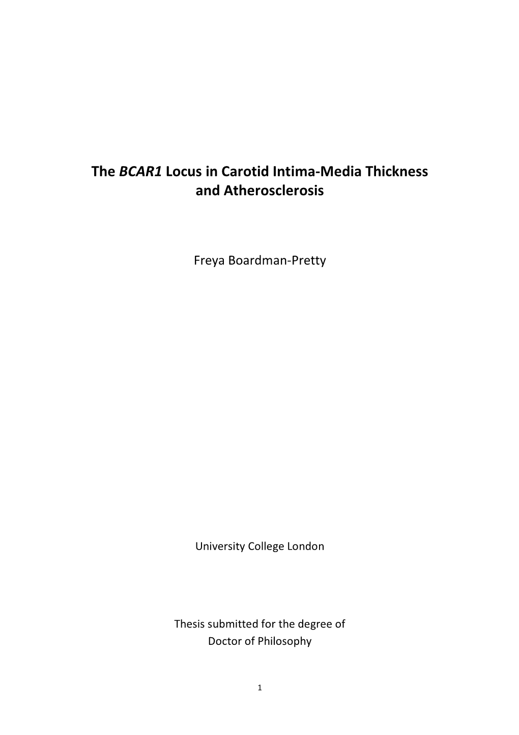 The BCAR1 Locus in Carotid Intima-Media Thickness and Atherosclerosis