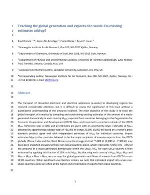 Tracking the Global Generation and Exports of E-Waste. Do Existing 2 Estimates Add Up? 3