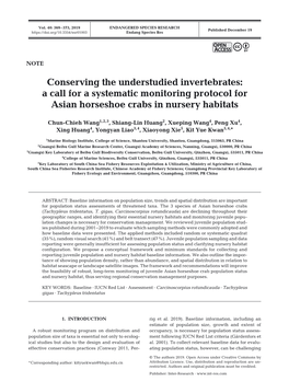 Conserving the Understudied Invertebrates: a Call for a Systematic Monitoring Protocol for Asian Horseshoe Crabs in Nursery Habitats