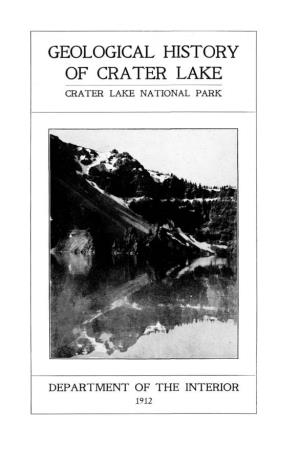 Geological History of Crater Lake Crater Lake National Park