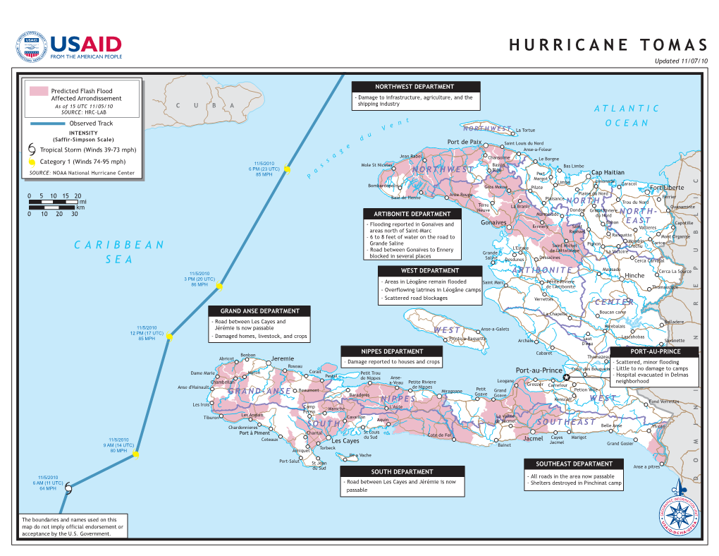 Haiti Hurricane Tomas Map 11/07/10