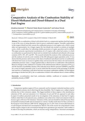 Comparative Analysis of the Combustion Stability of Diesel-Methanol and Diesel-Ethanol in a Dual Fuel Engine