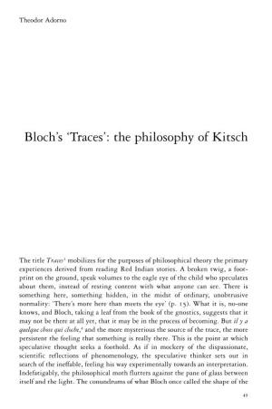 Bloch's 'Traces': the Philosophy of Kitsch