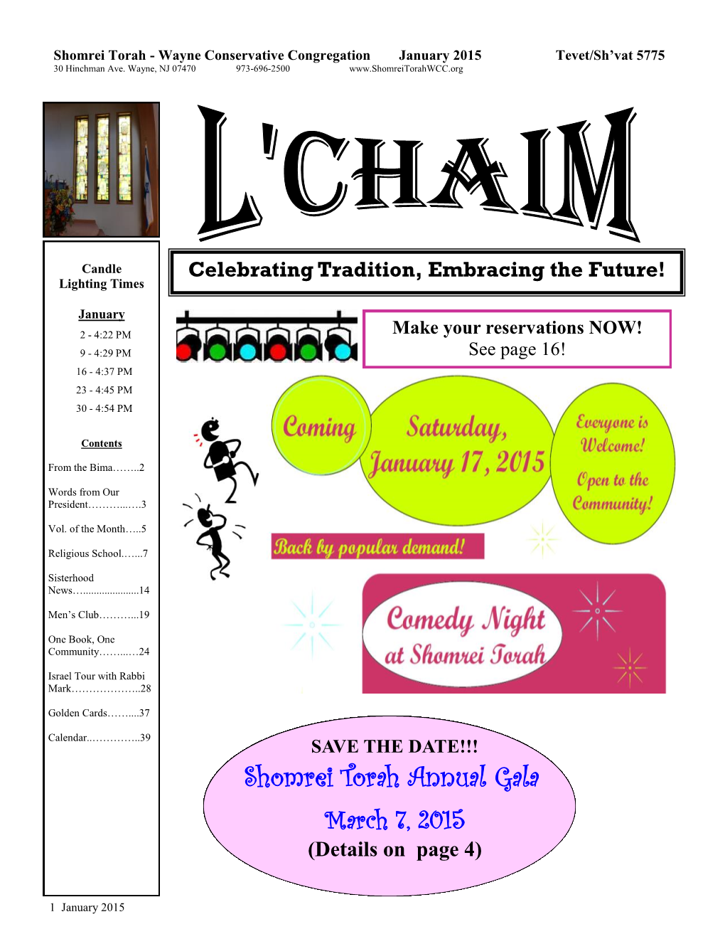 Shomrei Torah Annual Gala March 7, 2015 (Details on Page 4)