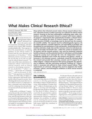 What Makes Clinical Research Ethical?