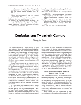 Confucianism: Tradition—Daotong (Tao-T’Ung)