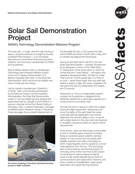 Solar Sail Demonstration Project Stacf NASA’S Technology Demonstration Missions Program