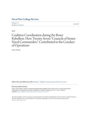 Coalition Coordination During the Boxer Rebellion: How Twenty-Seven “Councils of Senior Naval Commanders” Contributed to the Conduct of Operations Umio Otsuka