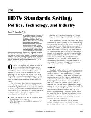 HDTV Standards Setting: Politics, Technology, and Industry