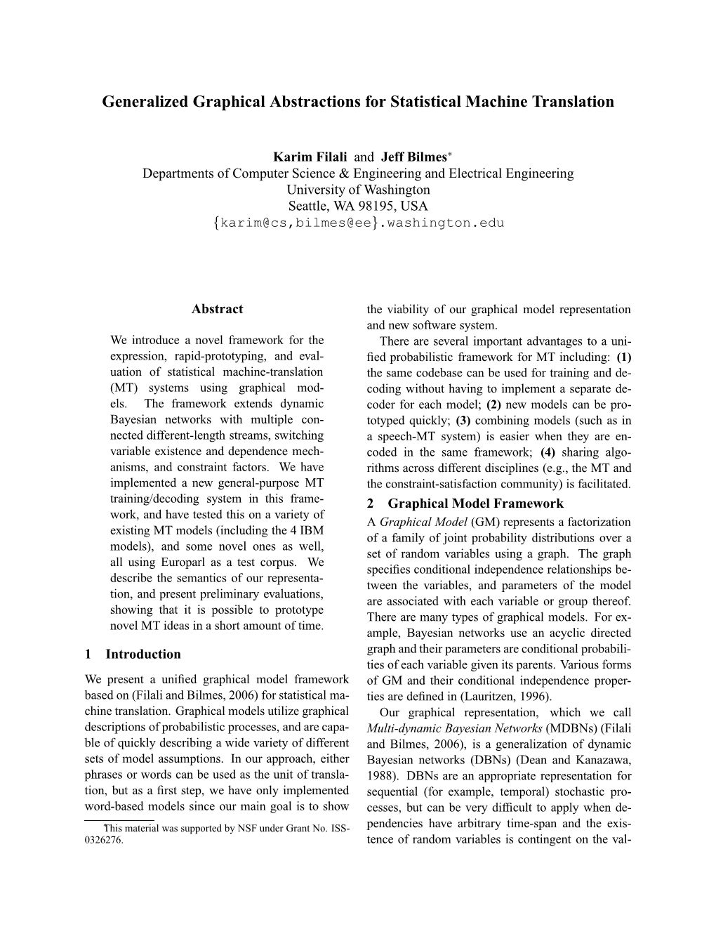 Generalized Graphical Abstractions for Statistical Machine Translation