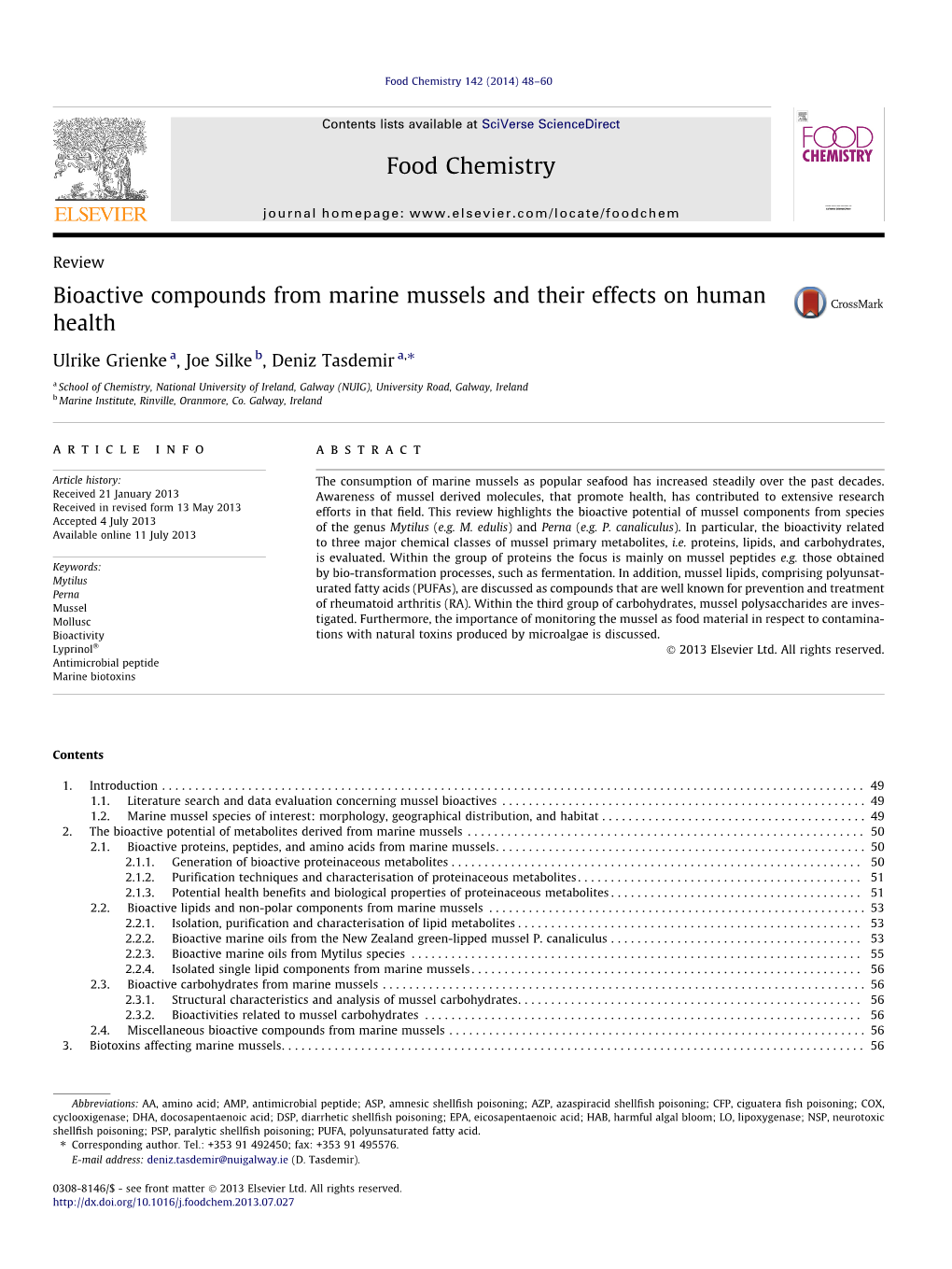 Bioactive Compounds from Marine Mussels and Their Effects on Human