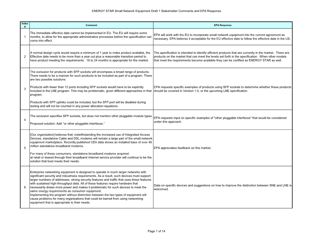 ENERGY STAR Small Network Equipment Draft 1 Comment