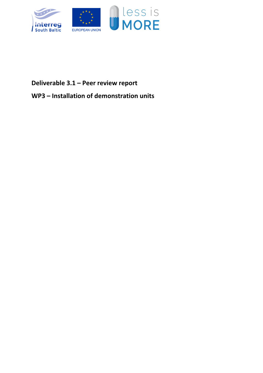 Peer Review Report WP3 – Installation of Demonstration Units