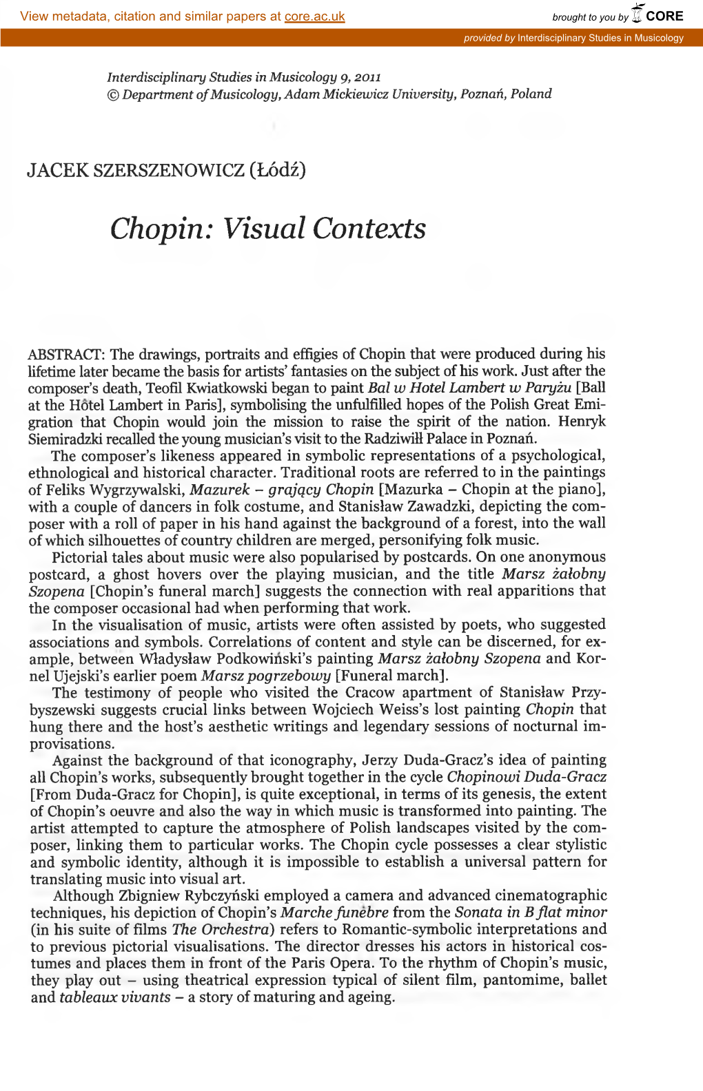 Chopin: Visual Contexts