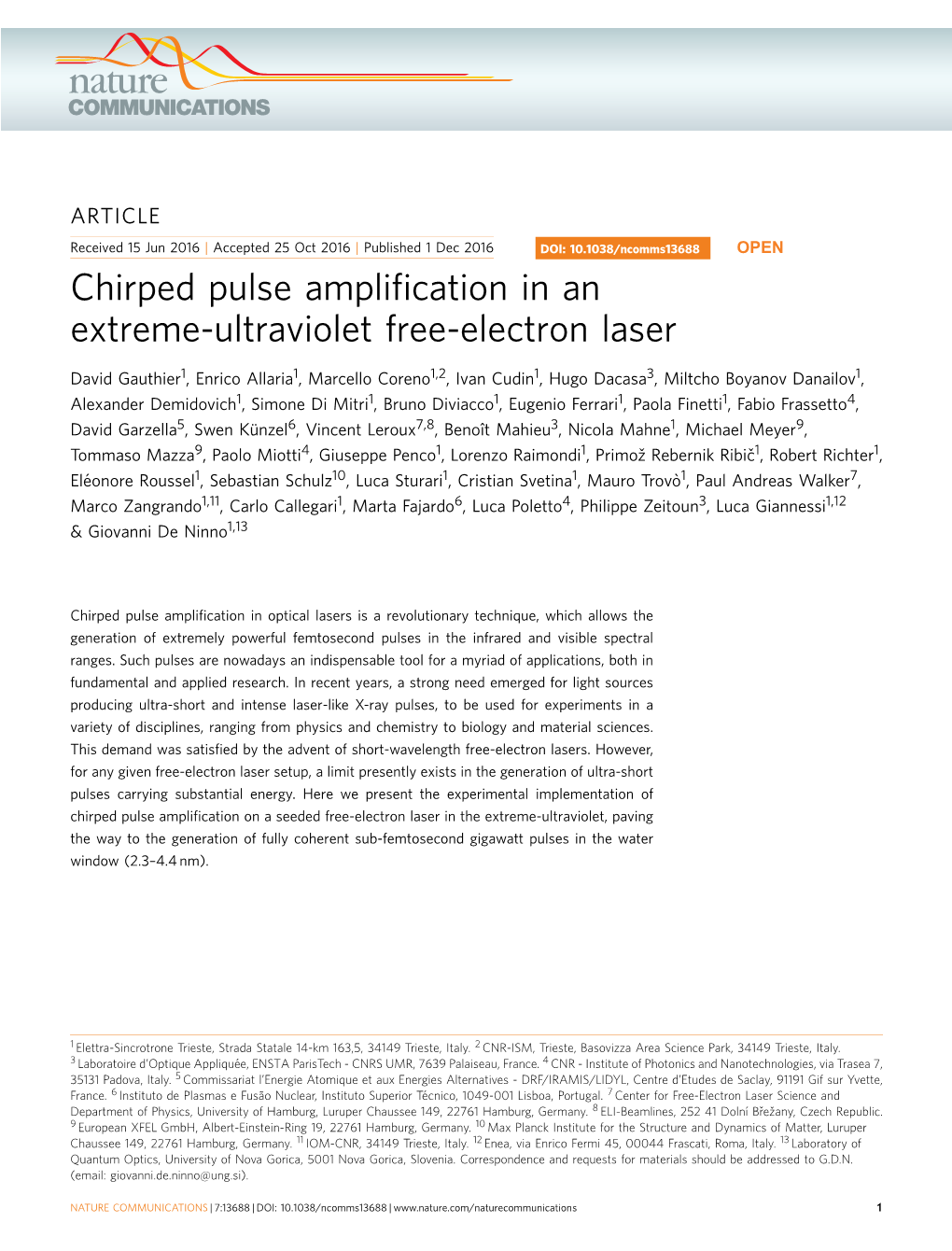 Chirped Pulse Amplification in an Extreme-Ultraviolet Free-Electron Laser