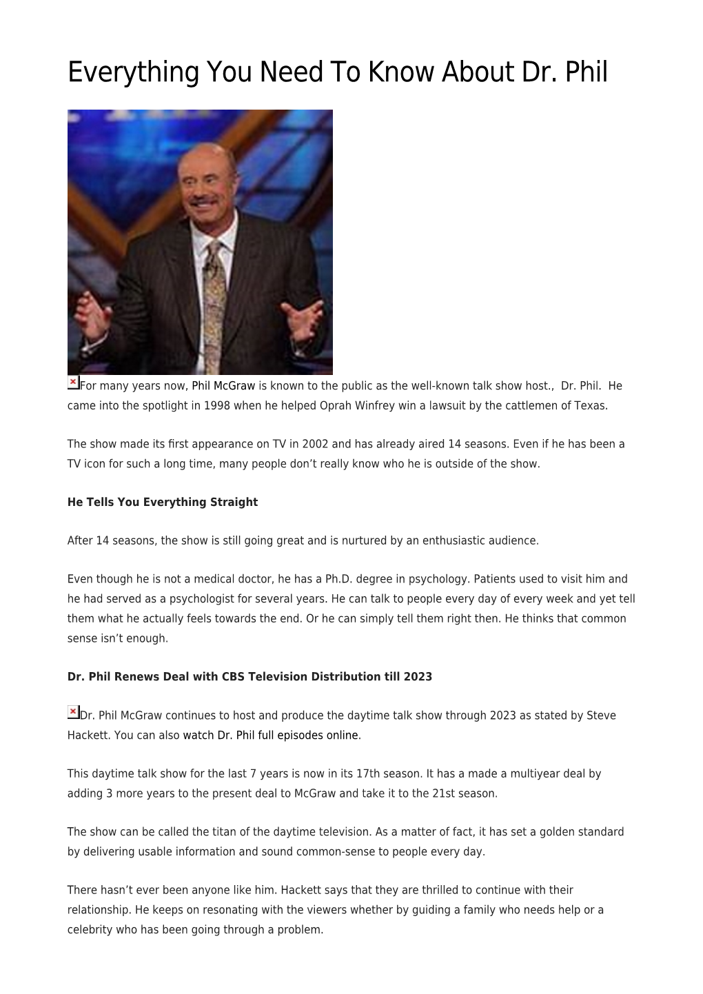 Everything You Need to Know About Dr. Phil