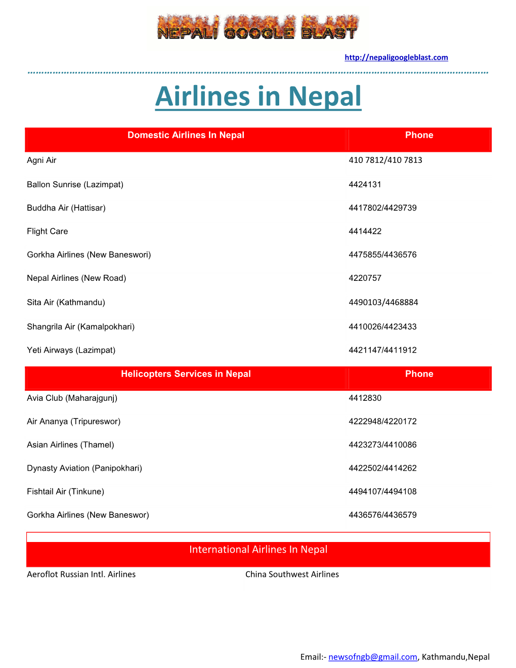 Airlines in Nepal