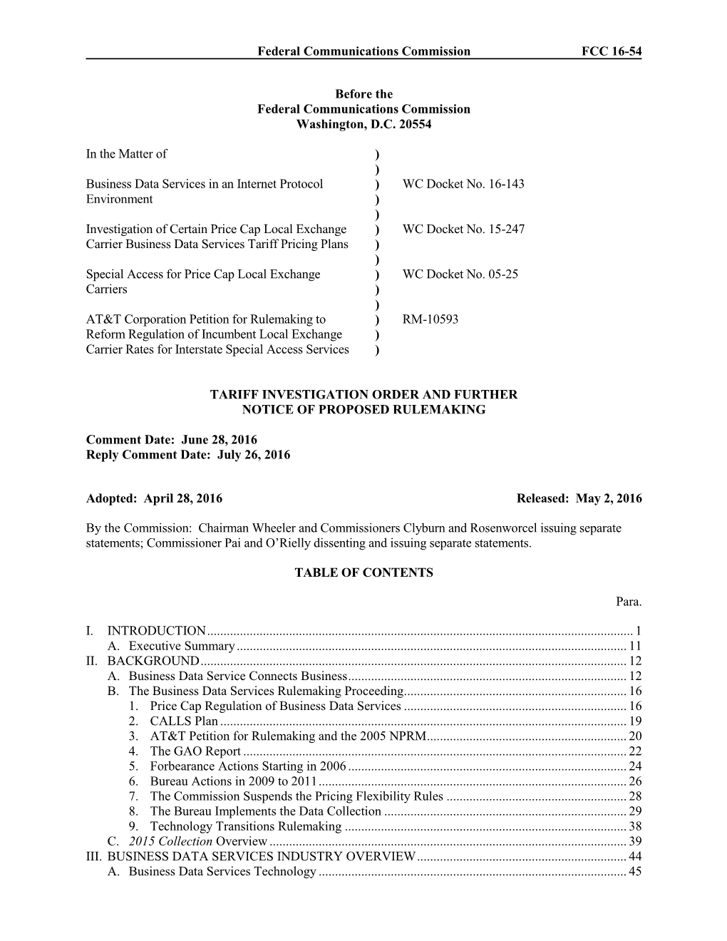 Federal Communications Commission FCC 16-54 Before the Federal