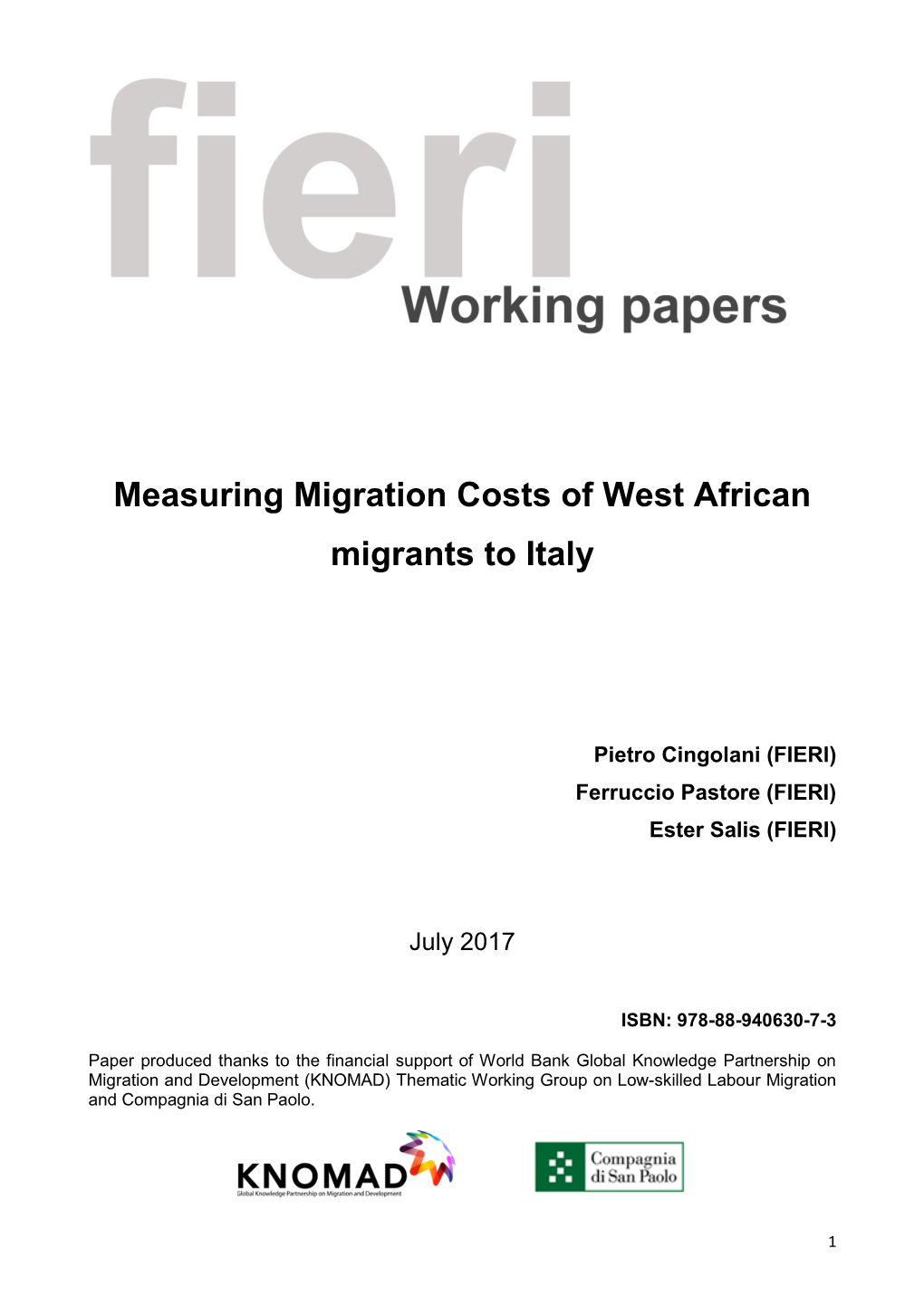 Measuring Migration Costs of West African Migrants to Italy