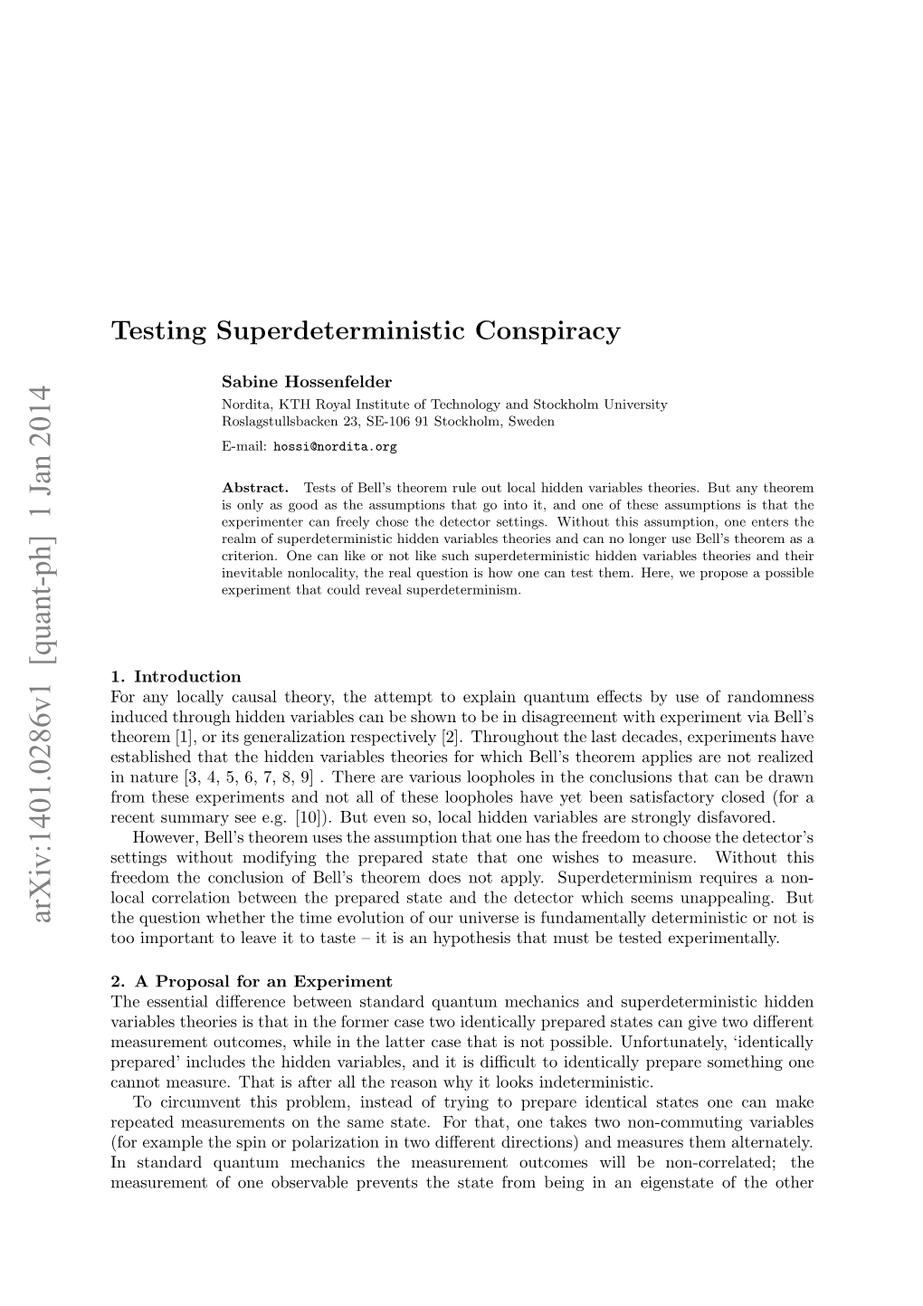 Testing Superdeterministic Conspiracy