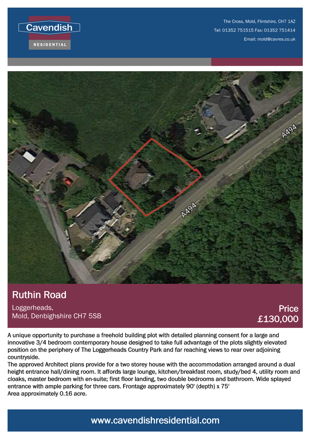 Ruthin Road Loggerheads, Price Mold, Denbighshire CH7 5SB £130,000