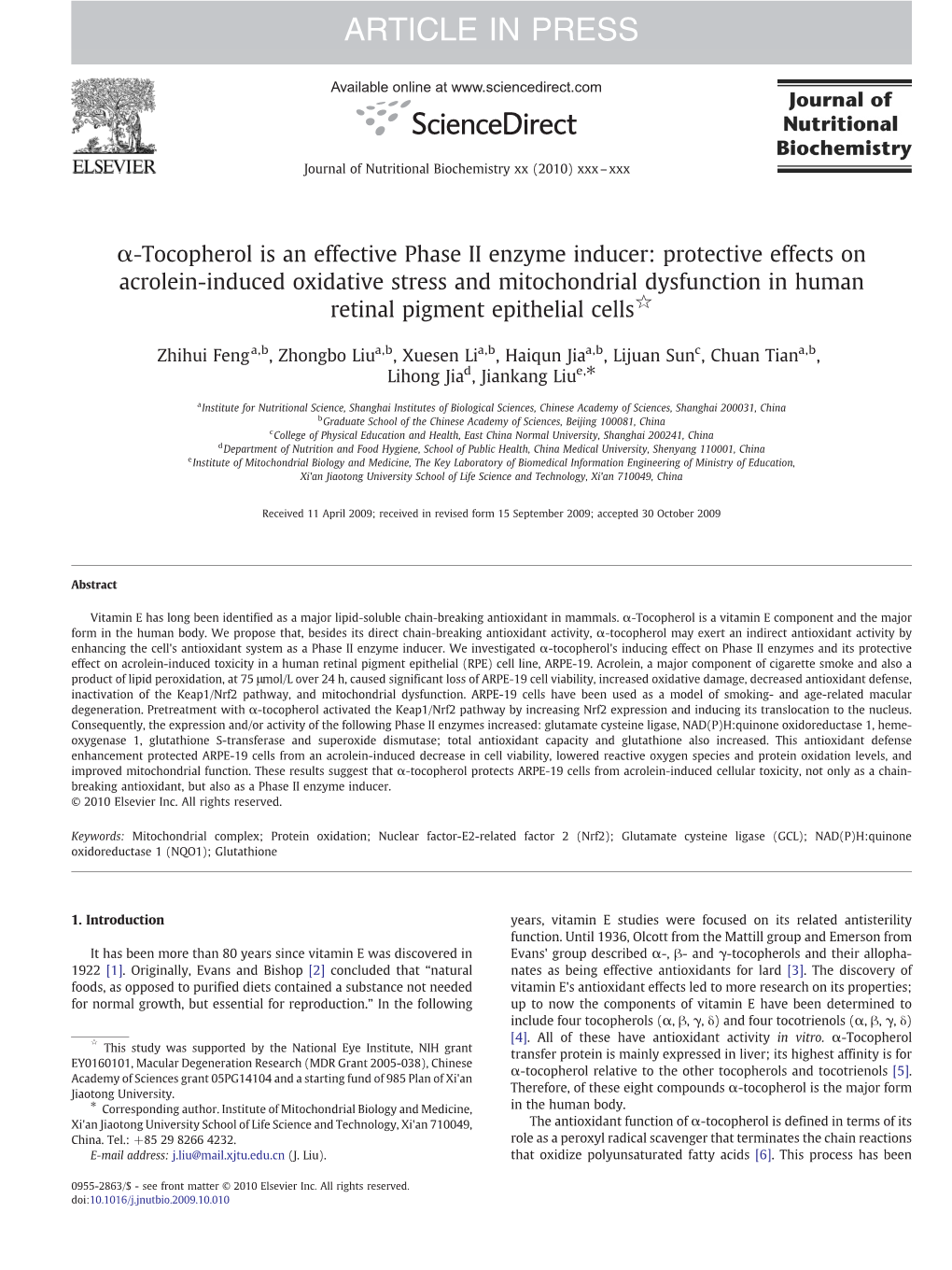 Α-Tocopherol Is an Effective Phase II Enzyme Inducer: Protective Effects