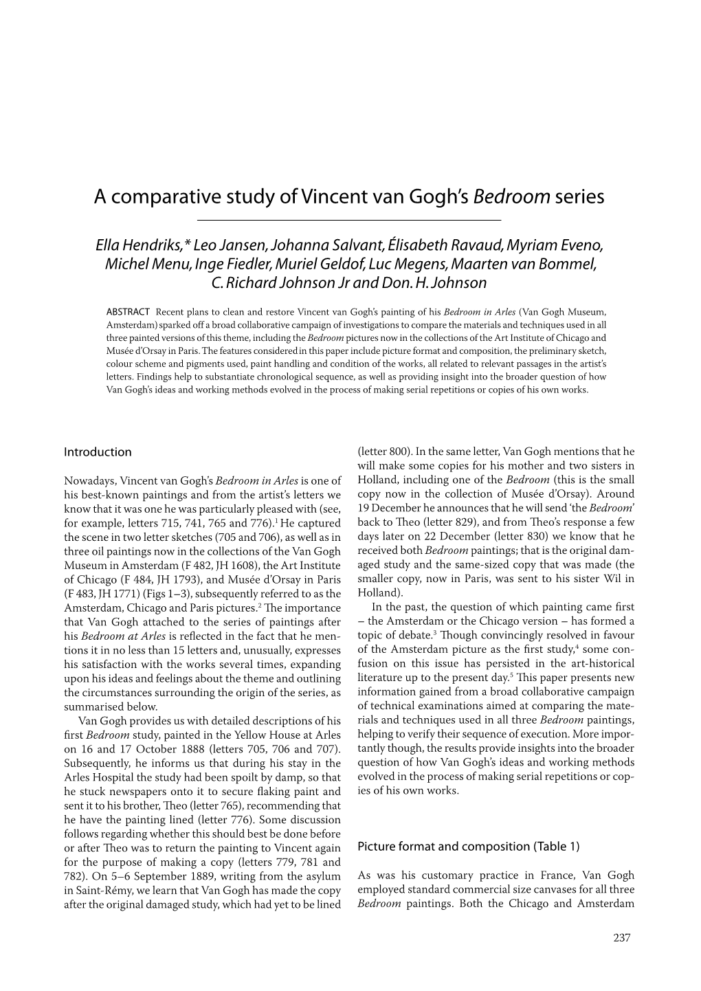 A Comparative Study of Vincent Van Gogh's Bedroom Series