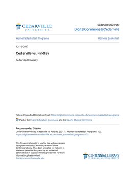 Cedarville Vs. Findlay