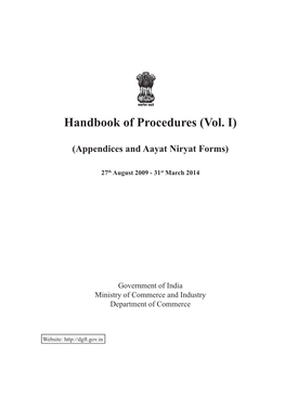 Handbook of Procedures (Vol. I)