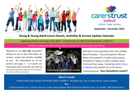 Young & Young Adult Carers Events, Activities & Service Update Calendar
