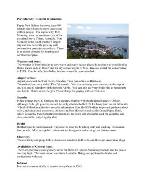 Port Moresby - General Information