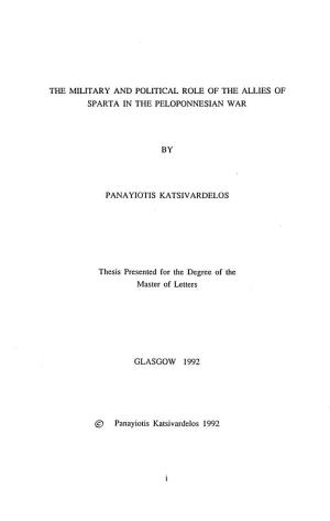 The Military and Political Role of the Allies of Sparta in the Peloponnesian War