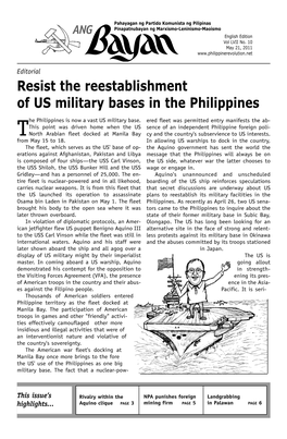 Resist the Reestablishment of US Military Bases in the Philippines