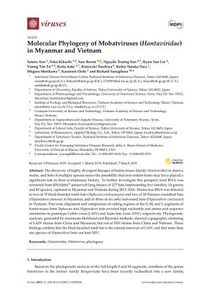 Molecular Phylogeny of Mobatviruses (Hantaviridae) in Myanmar and Vietnam