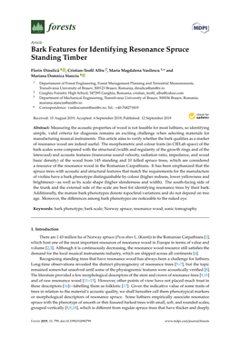 Bark Features for Identifying Resonance Spruce Standing Timber