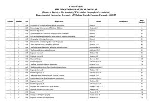 Contents of the the INDIAN GEOGRAPHICAL JOURNAL