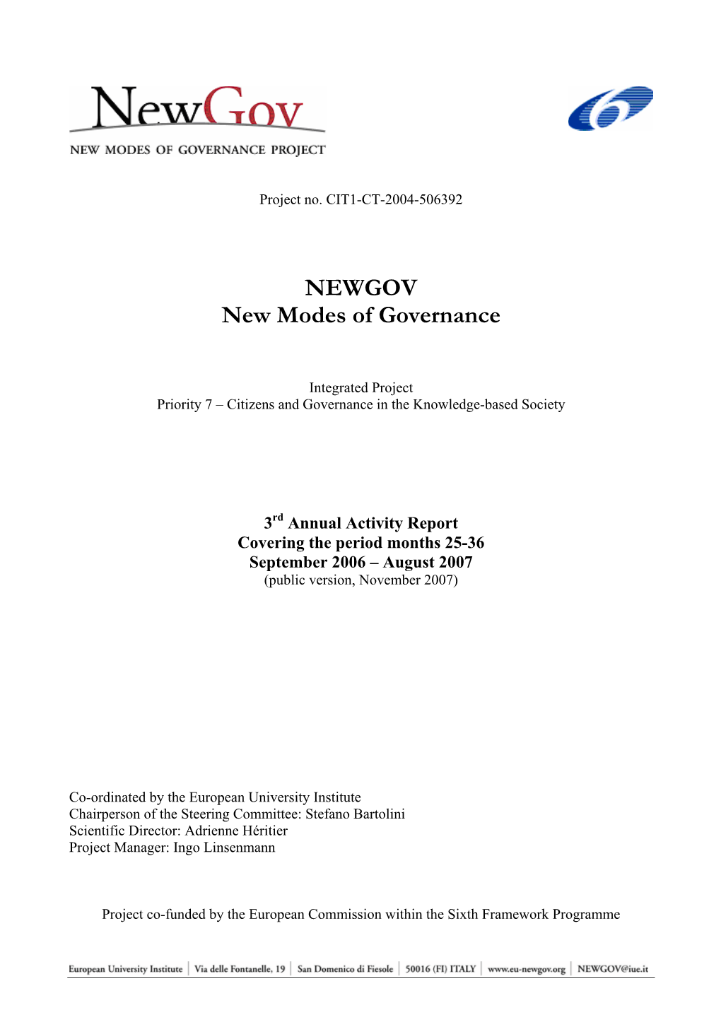 NEWGOV New Modes of Governance