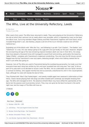 The Who, Live at the University Refectory, Leeds | Nouse