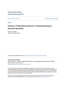 Influence of Male Mating Behavior on Wing Morphology in Brassolini Butterflies