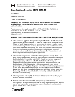 Various Radio and Television Stations – Corporate Reorganization