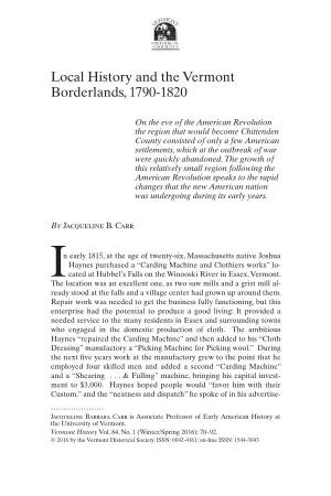 Local History and the Vermont Borderlands, 1790-1820