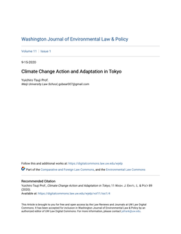 Climate Change Action and Adaptation in Tokyo
