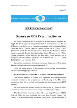 Report to Fide Executive Board