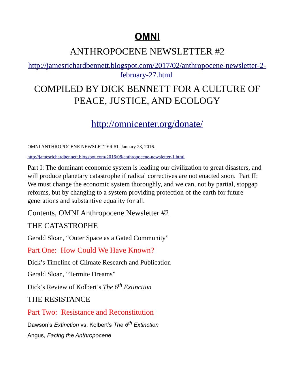 February 27, 2017, Anthropocene Newsletter #2